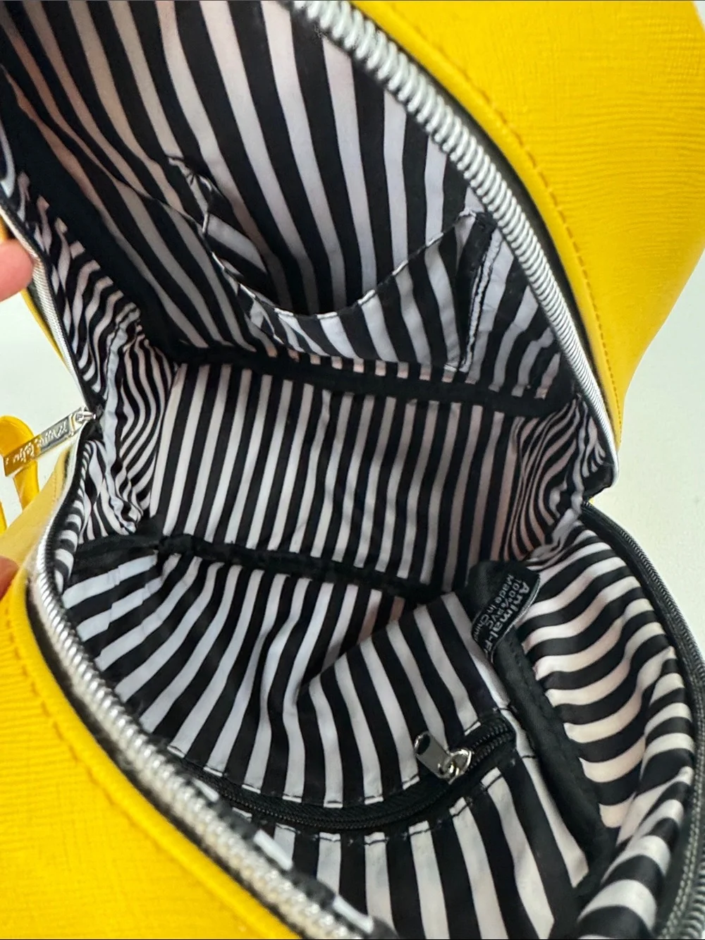 Marc Tetro Bright Yellow Dachshund Mini Backpack Silver Zip Adjustable Lined